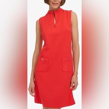Tommy Hilfiger Sleeveless Split Neck Jacquard Knit Dress Size S