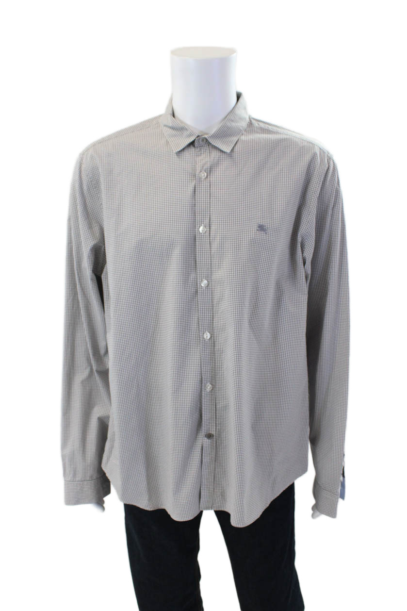 Michael Kors Mens Cotton Textured Collar Long Sleeve Button Up Shirt Blue Size E thumbnail 5