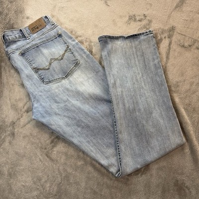 Wrangler Straight Fit Flex Light Wash Denim Jeans Men's 34 x 34 Workwear Stretch