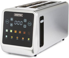 GEEPAS 5-In-1 DIGITAL 4 Slice Long Slot Toaster | Stainless Steel Housing, Extra