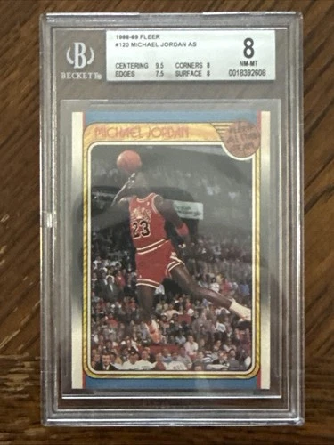 BGS 8 NR MINT! 1988/89 FLEER #120 BULLS MICHAEL JORDAN NICE EARLY GOAT CARD!