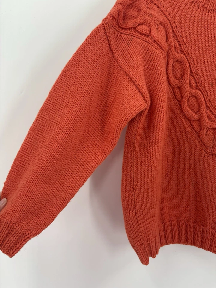 Suéter Vintage Calvin Klein Classifications Mujer Pequeño Naranja 100% Lana Tejido Foto 2 de 4