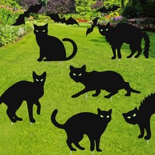 Halloween Decorations Outdoor,6Pcs Black Cat Yard Signs with Stakes, Glow in ...
