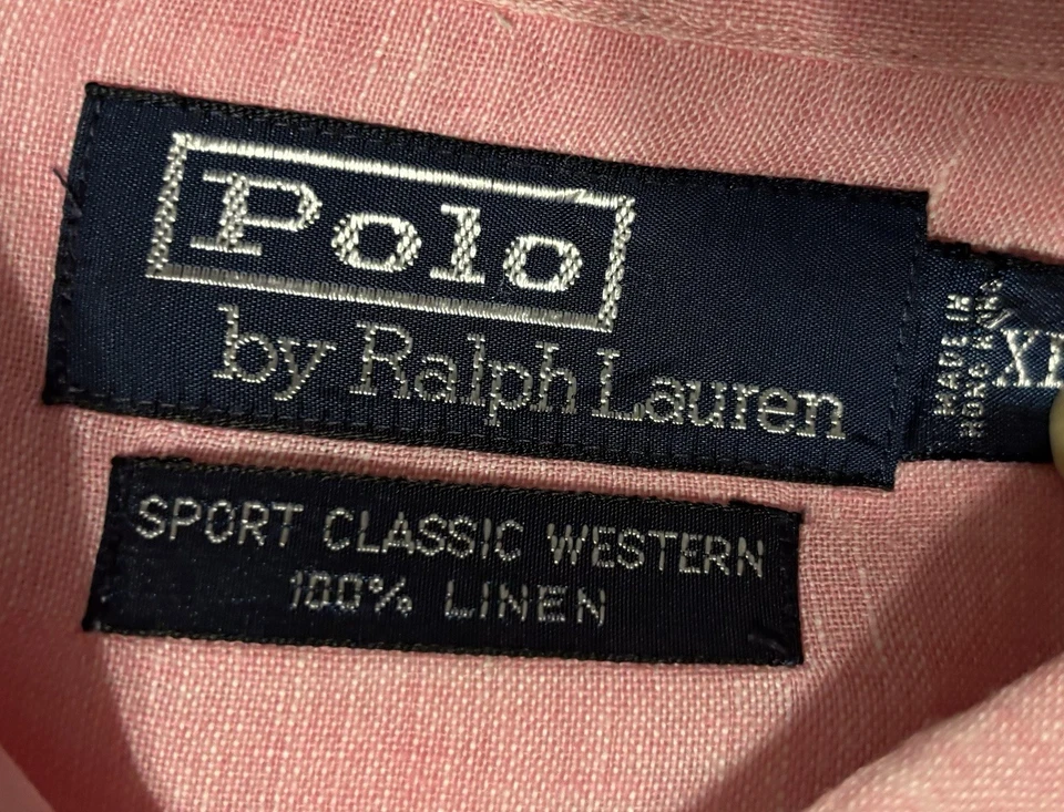 Polo Ralph Lauren Sport Classic Western Shirt Mens XL 100% Linen Long Sleeve - Image 2 of 4