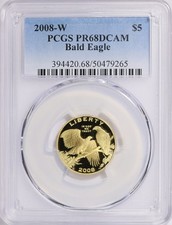 2008-W BALD EAGLE COMMEMORATIVE GOLD $5 PCGS MS68 DCAM