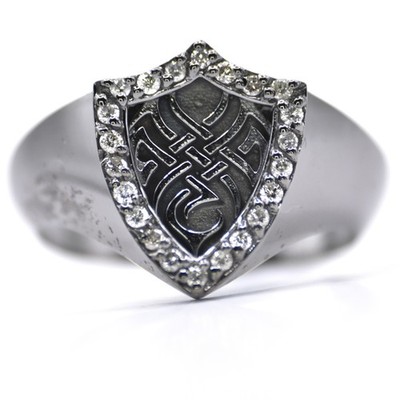 0.66cts  Natural Diamond Palladium Ring 9.5gr Mens BlackSeries Shield