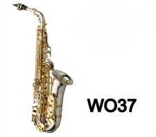 A-WO37 Alto Saxophone Nickel Plated Silver Gold Key Professional Sax With Case