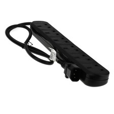 IEC C14 to 6 Way Gang UK Mains Sockets Lead UPS Power Splitter 1m Black