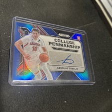 2023-24 PRIZM DRAFT COLLEGE PENMANSHIP BLUE AZUOLAS TUBELIS RC AUTO /125 ARIZONA