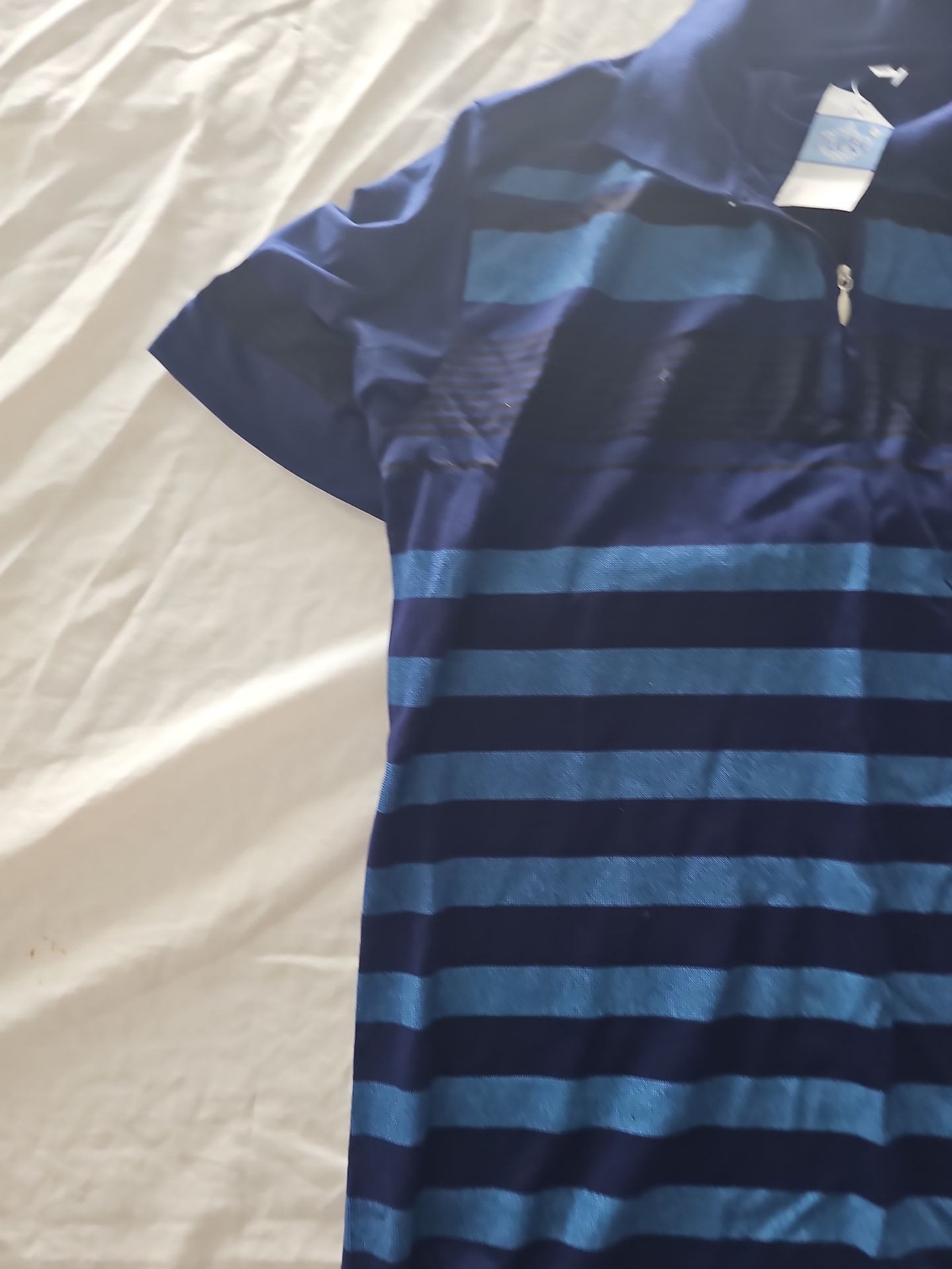 Be Lucky Sportswear Striped Blue Quarter-Zip Polo Shirt - New with Tags image 2