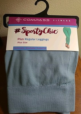 Compass Fitness #SportyChic Light Dusty Blue Plus Size Regular Leggings