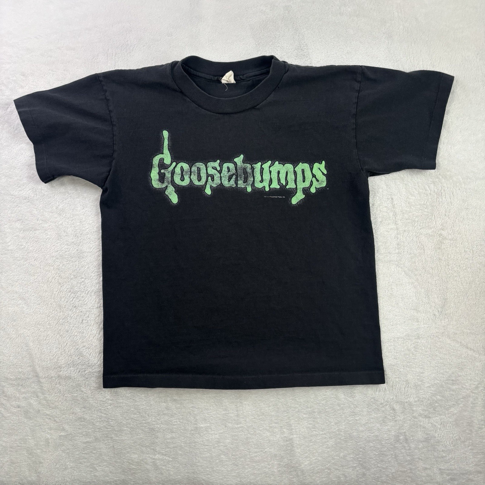 VTG 80's 90's Goosebumps Black Short Sleeve Graphic Movie Promo Shirt Youth LG