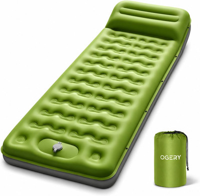 Ultralight Inflatable Sleeping Pad for Camping with Pillow Built-in Foot Pump