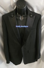 Burberry Black English Fit Embellished Mohair Wool Tuxedo Jacket 50R EU 40R US 