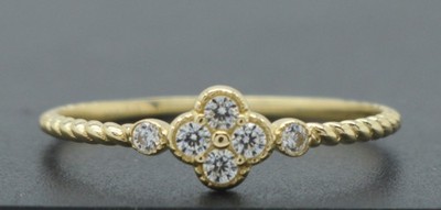 14K massiver Gold Floral Cluster zierlicher minimalistischer Ring 5,1 mm alle Größen