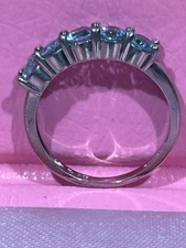 925 Sterling Silver AquamarineHalf Eternity Band Ring