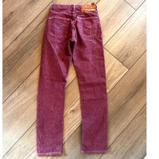 Levi's 501 Burgundy Maroon Made in USA Button Fly Jeans W26 L32 Original Hem
