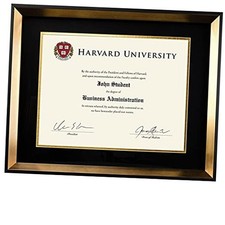 Modern Photo Document Frame: 8.5x11 with Double Mat Graduation Diploma Gold