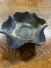 Vintage 1990s Fenton Black Amethyst Carnival Glass Marie Cherry Chain Tree Bowl