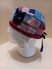 Sailboats Nautical Men's Skull/Chemo Surgical Scrub Hat/Cap Handmade