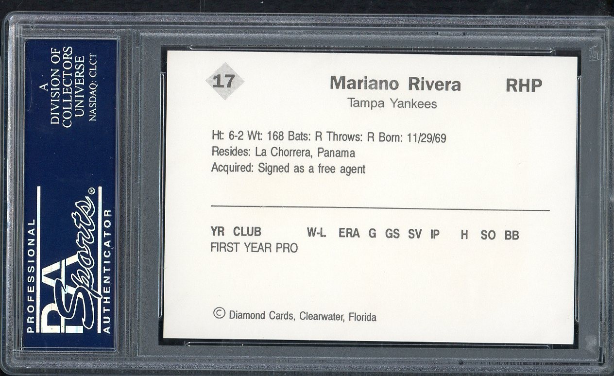 1990 DIAMOND CARDS # 17 MARIANO RIVERA YANKEES PSA 9 MINT 563509 (KYCARDS) view 2