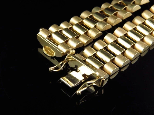 Brazalete de hombre estilo presidencial de 14 quilates chapado en oro amarillo de 14 mm 8" Foto 4 de 4