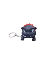 Angry Bulldog Keychain Black Dog Figurine with 360 Rotating Head Red Collar CE