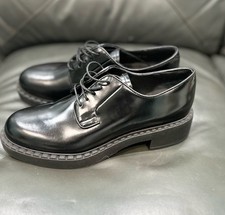 PRADA Oxford Black Leather Lace Up Dress Shoes DNC713 Men's EU 39 7 and 7.5 