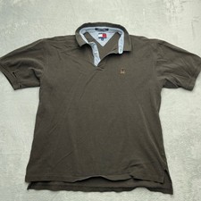 Tommy Hilfiger Polo Shirt Mens XL Black Knit Cotton Golf Performance Distressed