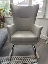 Next Luxury Rocking Chair Grey Metal and Wood Breastfeeding Excellent Condition