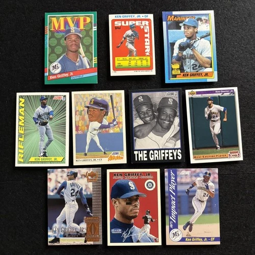 Ken Griffey Jr Lot of 10 Cards 1990-2000 Mariners Donruss Score Topps Upper Deck