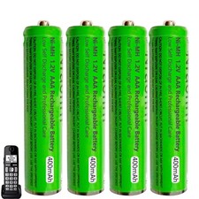 4 Pack NI-MH AAA Rechargeable Battery for Panasonic, 1.2V 400mah AAA Recharge...
