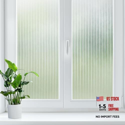 Reeded Glass Window Privacy Film, Frosted Glass 17.5