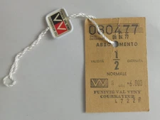 1977 Ski Resort Half Day Ski Pass Lift Ticket FUNIVIE VAL VENY COURMAYEUR Italy