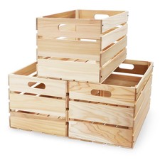 3 Pcs Large Wood Crates Box for Deco Storage Nesting Wood Boxes with Handles ...