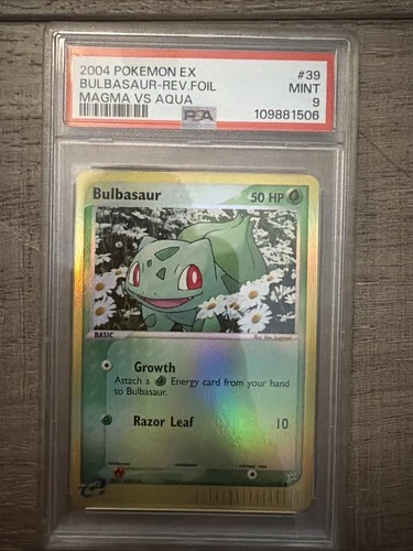 Pokemon 2004 EX Team Magma vs Team Aqua #39 Bulbasaur Reverse Foil PSA 8