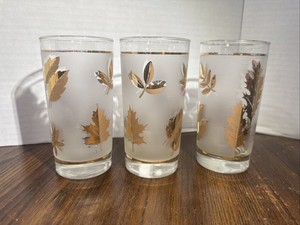 Frosted Gold Leaf Glasses | eBay
