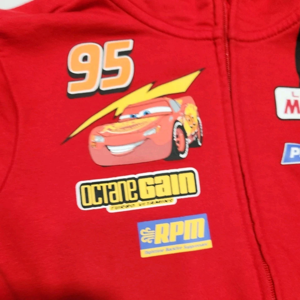 Disney Pixar Cars Lightning McQueen Zip Up Hoodie Jacket Boys Size 7/8 Red - Image 4 of 4