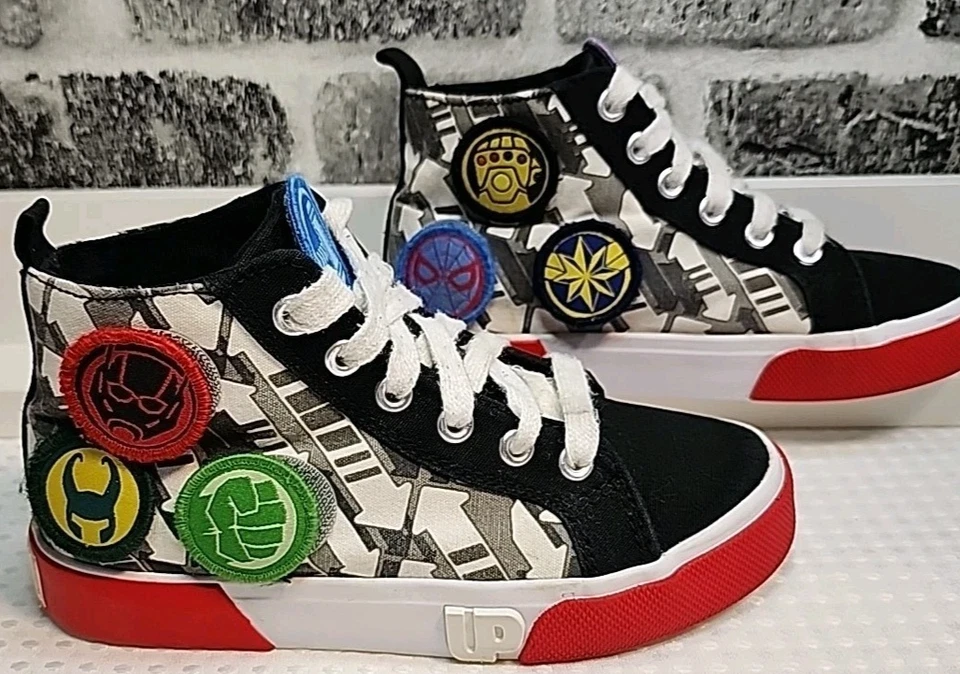 ZAPATOS MARVEL HEROES Niños Talla 2 con 14 Parches Intercambiables! Tops altos molidos Foto 2 de 4