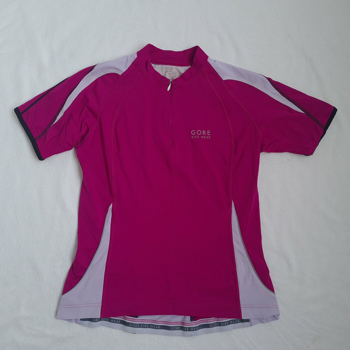 Gore Bike Wear Womens Cycling Jersey Size M Short Sleeve T-Shirt Purple 1/4  Zip
