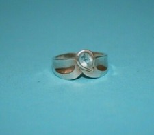 Sterling Silver Designer Ring with Light Blue Teardrop Stone Size 7  071GCM 