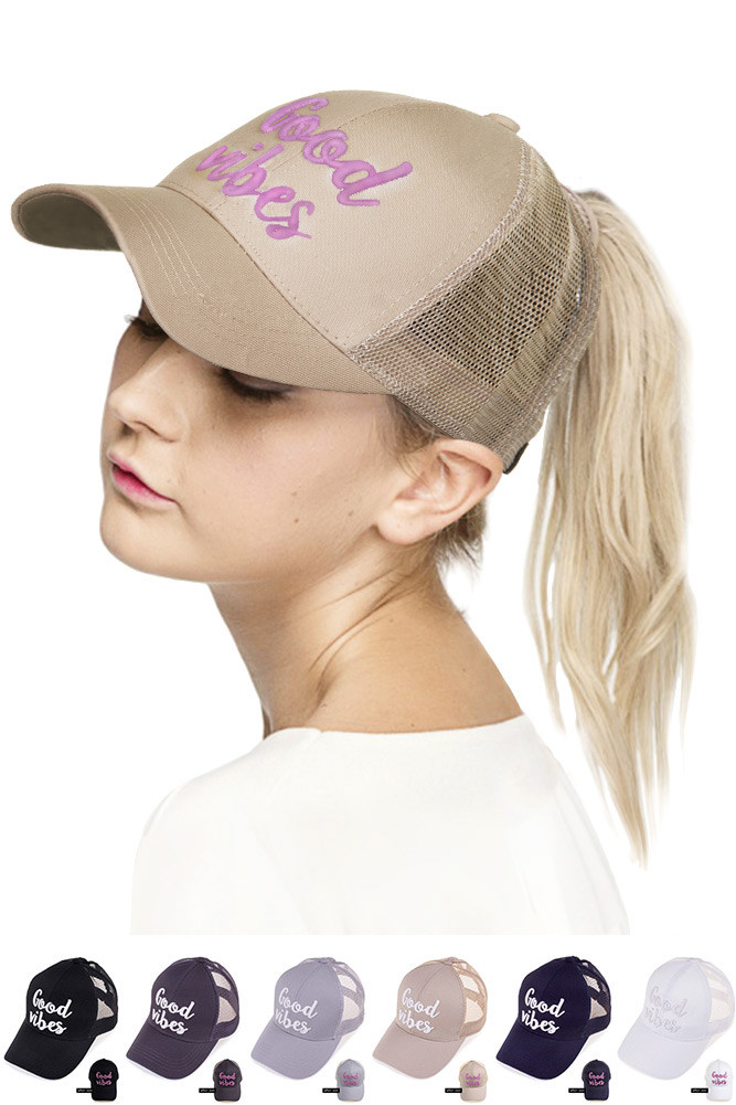 PONY Cappellino da baseball C.C donna Good Vibes cambio colore coda di cavallo disordinato panini