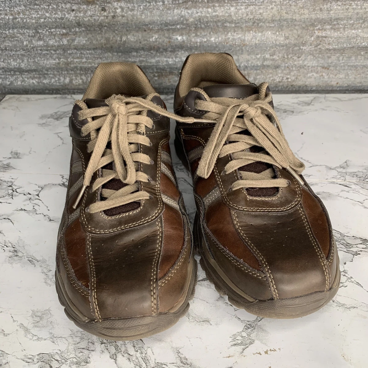 Skechers mens sales brown leather shoes