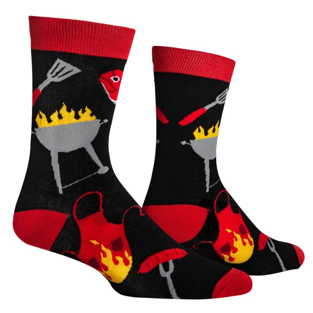 Crazy Socks for Men, Barbeque, BBQ Grilling, Funny Colorful Prints