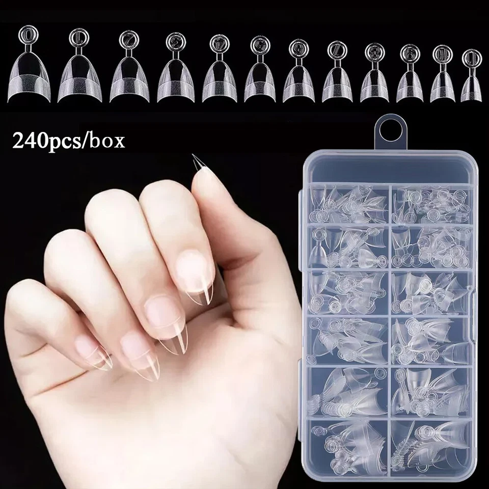 240 PCS/Box French Nail Art Tips Short Half Cover Acrylic Fake Nails Extension↟ - Image 3 of 4