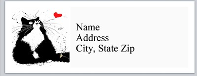 Personalized Address Labels Cute Fat Cat With a heart (BX 799)