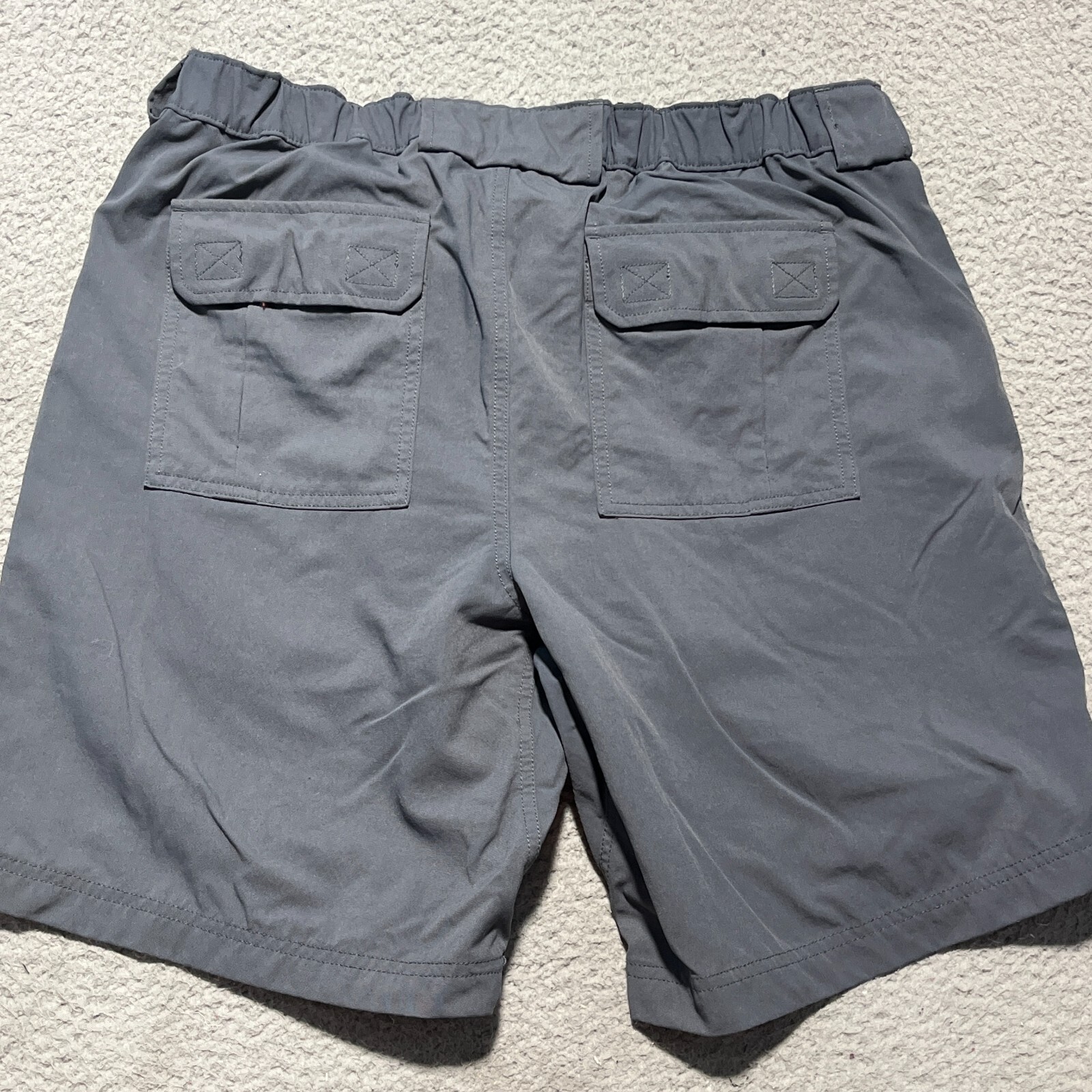 Duluth Cargo Shorts Mens 46 Gunmetal Elastic Waist Zip Pockets Outdoors ...