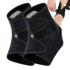 2x Copper Ankle Support Brace Compression Sleeve Socks Elastic Foot Pain Relief