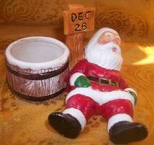 Collectible Ceramic Porcelain "Santa" Candle Holder- 3"H x 4" X 4"