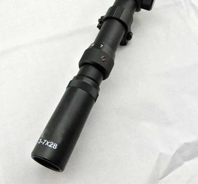 3-7x28 Scope Crosshair Optics Rifle Scope + 11mm Dovetail Mounts - Image 4 of 4
